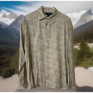 Banana Republic PAISLEY Floral Print 100% Linen Shirt Vacation Hawaii‎ - Size M